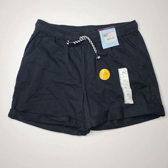 Girls Rolled Hem Chino Shorts Cat & Jack Black XL - Picture 1 of 2